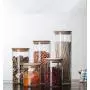 Contenant en verre pour aliments avec couvercle en bambou - 1 pièce, pour grains, noix, réservoir, boîte de rangement pour cuisine - JM 004 Contenant en verre pour aliments avec couvercle en bambou - 1 pièce, pour grains, noix, réservoir, boîte de rangement pour cuisine - JM 004