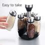 Kitchen Storage Spice Rack With 6 Glass Jars Rotatable Organizer Revolving Tray Countertop Container Shelf Turntable Holder For Cabinet Pantry (Size : 15x15x16cm)