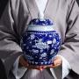 Funeral Urn Cremation Urns For A Small Amount Of Human Ashes Portable Storage Tank Blue And White Porcelain Material