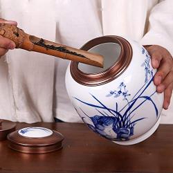 Storage Jar,Hand-painted Blue-and-white Ceramic Tea Cans, Sealed Cans, Tea Storage Tanks, Metal Lids, Large Moisture-proof Storage, Tea Warehouses