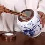 Keramik-Teebehälter, handbemalt blau-weiß, versiegelte Behälter, Tee-Lagerbehälter, mit Metalldeckeln, große, feuchtigkeitsabweisende Aufbewahrungsbehälter