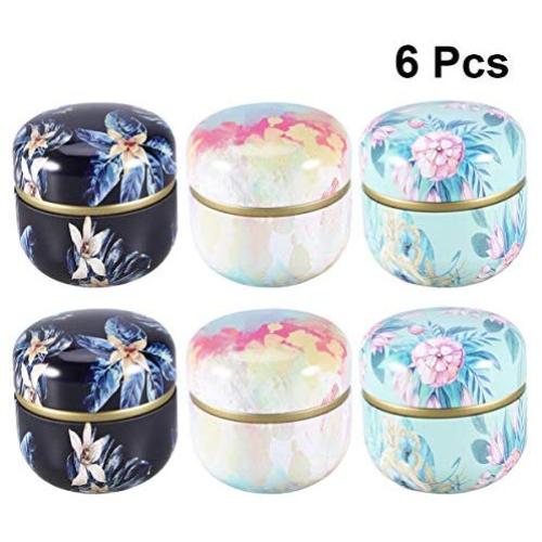 UPKOCH Vintage Candle Tin Jars Metal Candle Tin Candy Storage Containers for DIY Making Candles 6pcs