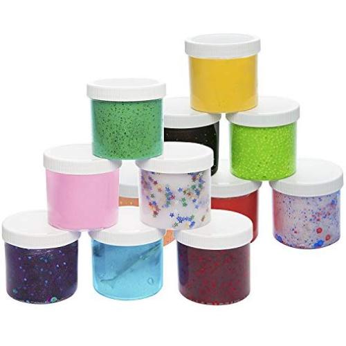 SCS Direct Slime Storage Jars 6oz (12 Pack) - Maddie Raes Clear Containers for All Your Glue Putty Making