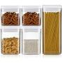 Kitchen Pro 101- Airtight Food and Cereal Storage Containers - 5 Piece Set - BPA-Free - Durable Clear Plastic with White Easy Lock Lids