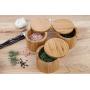Lilys Home Round Bamboo Jar, Salt and Spices Storage Containers, Small 6oz Salt Box With Magnetic Lock. Set of 3 Wood Boxes