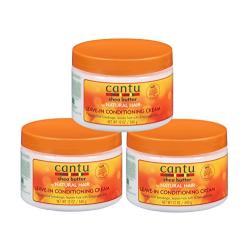 Cantu Natural Hair Leave-In Conditioner Cream Jar 12 Ounce (354ml) (3 Pack)