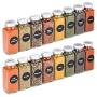 8 Extra Large, 8oz, BEST VALUE, Glass Spice Jars with 113 PVC Clear, plus 126 pre-printed Spice Chalkboard Labels. 8 Square Empty Jars, Airtight Cap, Pour/Sift Shakers