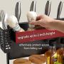 3-Tier Spice Rack Standing Kitchen Countertop Storage Organizer, Spice Bottle Jars Rack Holder Knife Utensil Cutting Board Holders -Space Saving Seasoning Shelf Holder, Black (3 Lengths for Choice)