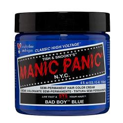 Manic Panic Bad Boy Blue Hair Dye – Classic High Voltage - Semi-Permanent Hair Color - Dark Denim Blue Shade with Green & Grey Undertones – Vegan, PPD & Ammonia-Free - For Coloring Hair on Women & Men