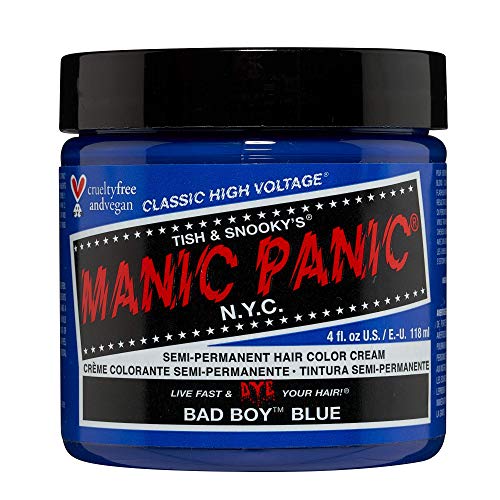 Manic Panic Bad Boy Blue - Klassische High Voltage - Halbpermanenter Haarfarbe - Dunkelblaue Denim-Nuance mit Grün- und Grautönen – Vegan, PPD & Ammoniakfrei – Für die Haarfarbe von Damen & Herren