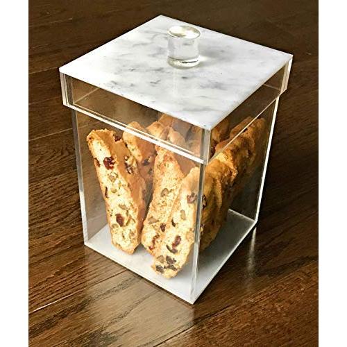 Acrylic Beautiful Jar Container - Acrylic Cookie Jar - MARBLE DESIGN LUCITE - Use as a Cookie Jar, Storage Container for ANYTHING - Make a Perfecft Gift For ANYONE