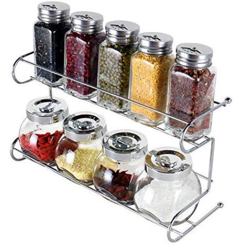 TNKML Ten Sets Of Glass Cruet Spice Jar Spice Bottle Sealed Storage Tank Sugar Bowl Salt Shaker Spice Container Kitchen Supplies