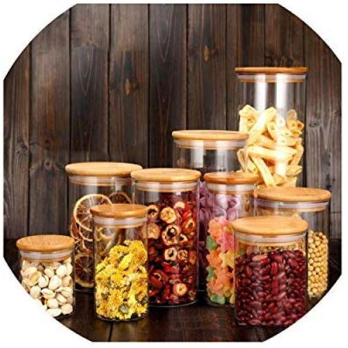 Food Storage Bottles Glass Jar Sealed Cans With Cover Large Capacity Tampion Cereals Candy Jars Tea Box,8.5X20Cm 1 Piece