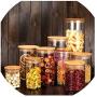 Food Storage Bottles Glass Jar Sealed Cans With Cover Large Capacity Tampion Cereals Candy Jars Tea Box,8.5X20Cm 1 Piece