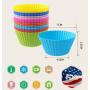 Macsen 24Pcs Pantry Elements Silicone Cupcake Liners / Baking Cups, Vibrant Muffin Molds in Storage Jar