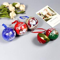 TOYANDONA Christmas Tinplate Ball Candy Storage Jar Candy Boxes Christmas Tree Decoration Holiday Surprise Gift 5pcs (Random Pattern)