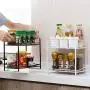 2-Etagenes Gewürzregal – 2-Etagenes Stehendes Gewürzregal Organizer, Abnehmbare Behälter Glasflaschenhalter Regalhalter für Küche Bad Schrankplatz für Gewürzglas, Flasche und mehr