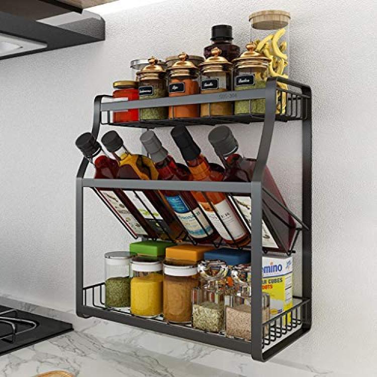 Inclined Spice Rack Organizer | 16 Jars Included