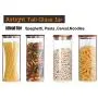Hochwertige Tall Clear Glass Lebensmittelbehälter mit Luftdichten Holzlids, Küchentopf, Spaghetti-Pasta-Glas, Mehl-Cereals-Zucker-Behälter, Tee-Kaffeebandung, BPA-frei, 63 oz, 1 Stück, 63 fl oz