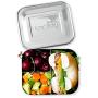 LunchBots Medium Trio II Snack Container - Divided Stainless Steel Food Container - Three Sections for Snacks On The Go - Eco-Friendly, Dishwasher Safe, BPA-Free - Stainless Lid - Green Dots