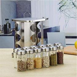 DUDDP Storage Spice lar set Seasoning Container 12pcs Kitchen Glass Cruet Herb Spice Rack Shaker Salt Sugar Pepper Jars Seasoning Storage Bottles Container