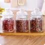 HOMELUNY Pack of 5 Airtight Leak Proof Glass Airtight Jars Spice Jar for Candy, Cookie, Rice, Sugar,Flour,Snacks Keeping Food Dry & Fresh
