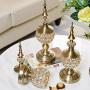 Sevenmore Living Room Decoration Metal Glass Fruit Tray Storage Jar Handicraft Crystal Candy Jar (A:1234CM)
