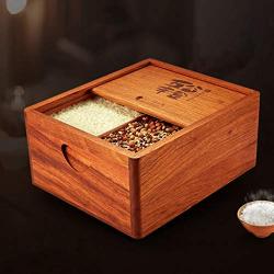 Food Savers & Storage Containers Solid wood sealed rice barrel Kitchen grain container jar Insect-proof moisture-proof flour box Household rice storage box Food Storage