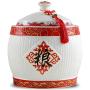 Nahrungsschließfächer, Keramik-Reisbehälter mit Deckel, Große Kapazität Katzen- und Hundennahrungskorb, Chinesisches Design, Weihnachtsgeschenke (Farbe: Weiß, Größe: 24x16cm)