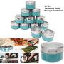 Xiaolanwelc@ 12PCS Magnetic Spice Tin Jars Stainless Steel Seasoning Sauce Storage Container Clear Lid Kitchen Condiment Holder Kitchenware (Blue)