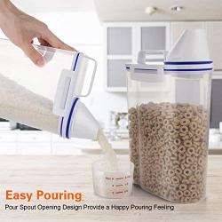 Rice Storage Bin Cereal Containers Dispenser with BPA Free Plastic + Airtight Design + Measuring Cup + Pour Spout - 2KG Capacities of Rice Perfect for Rice Cooker