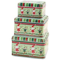 CAOREN 3pcs/Set Christmas Biscuits Coin Candy Storage Box Container Case Jewelry Headphones Organizer Tin Sealed Jar