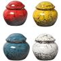 Lcxliga Wan porcelain Chao Zong Te small ceramic tea pot kiln change sealed storage tank wake up tea pot powder powder pot pill paste square can Funeral Urns Ashes Adult Mini Pocket Sealed Can