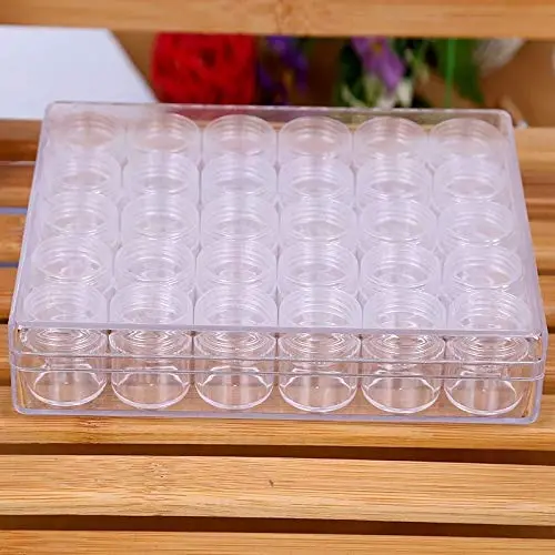 Boîte de rangement en plastique transparent, grande capacité, bouteilles rondes, idéale pour bijoux, jouets, etc. (6g x 30 bouteilles). Boîte de rangement en plastique transparent, grande capacité, bouteilles rondes, idéale pour bijoux, jouets, etc. (6g x 30 bouteilles).