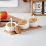 Kitchen Utensils Ceramic Seasoning Bottle And Sugar Bowl Seasoning Box Set Household Storage Bottle Kitchen Storage Jar,L
