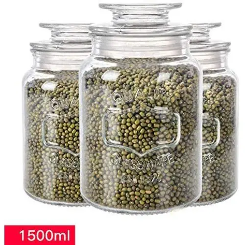 Réservoir de Stockage Alimentaire Yl Ly Kitchen, Bocal en Verre, Étanchéité, Conserve Milk Powder, Bonbons – Jeu de 3 pièces (1500ml x3) Réservoir de Stockage Alimentaire Yl Ly Kitchen, Bocal en Verre, Étanchéité, Conserve Milk Powder, Bonbons – Jeu de 3 pièces (1500ml x3)