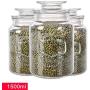 Yl Ly Kitchen Storage Tank Moisture-Proof Household Glass Jars Milk Powder Candy Cans Sealed Cans Three-Piece Suit 1500Mlx3