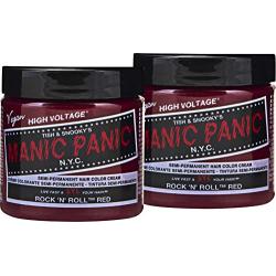 Manic Panic Rock N Roll Hair Dye – Classic High Voltage - (2PK) Semi Permanent Hair Color - Warm, Vibrant Red Shade - Vegan, PPD & Ammonia Free - For Coloring Hair on Men & Women