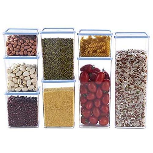 Tree House Food Storage canisters with lid, Square Plastic Sealed jar Versatile Grain Dispenser-D