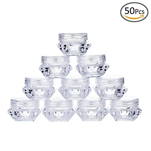 Goege 5 Gram Jar 5ML Clear Empty Plastic Pot Containers Refillable Cosmetic Lotion Diamond Container Screw Cap Lid (50 Pcs) Goege 5 Gram Jar 5ML Clear Empty Plastic Pot Containers Refillable Cosmetic Lotion Diamond Container Screw Cap Lid (50 Pcs)