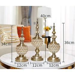 Sevenmore Living Room Decoration Metal Glass Fruit Tray Storage Jar Handicraft Crystal Candy Jar (A:1234CM)