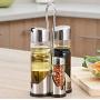 Kitchen Storage Containers Stainless Steel Glass Jar, Dining Table Spice Rack Set Four-Piece Set, Creative Sauce Vinegar Bottle