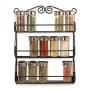Coortical 3-Tier Spice Rack Spice Jars Bottle Holder Storage Organizer Shelf for Kitchen Scroll Wall Mounted, Pantry, Cabinet, Counter top Free Standing Rack- Black