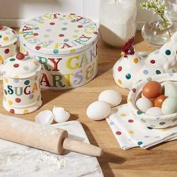 Emma Bridgewater Set of 3 Kitchen Storage Caddies Polka Dot Floral Design, Tea Coffee Sugar Tins