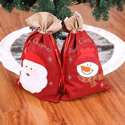 BLagenertJ Christmas Goody Gift Linen Bag Snowman Santa Pattern Candy Cookie Storage Pouch Xmas Hanging Decor Snowman#