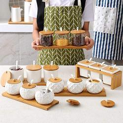 Kitchen Utensils Ceramic Seasoning Bottle And Sugar Bowl Seasoning Box Set Household Storage Bottle Kitchen Storage Jar,L