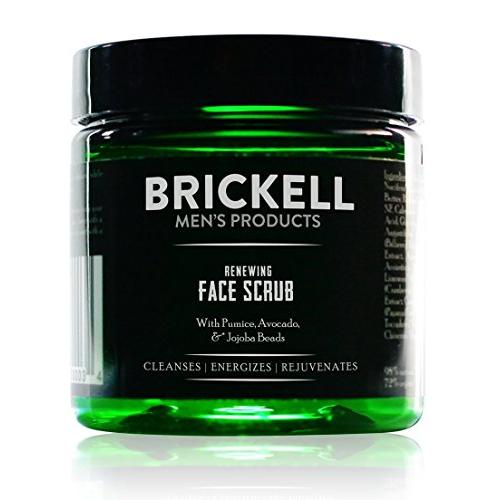 Brickell Mens Renewing Face Scrub for Men, Natural and Organic Deep Exfoliating Facial Scrub Formulated with Jojoba Beads, Coffee Extract and Pumice, 4 Ounce, Scented