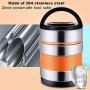TSG Insulated Stainless Steel Lunch Box, Vacuum Heat/Cold Food Jar, Portable Multi-Tier Thermos, Lunch Storage Containers for Adults Warm for 6 h (Black-1.8L)