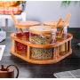 Mini Spice Jars Glass seasoning jar set with bamboo spoon bamboo cover kitchen supplies