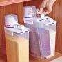 HOMELUNY Pack of 2 Portable with Cover Airtight Plastic Food Jars Kitchen Cereal Rice Bucket Food Storage Box Storage Containers for Candy, Cookie, Rice, Sugar,Flour,Snacks Keeping Food Dry & Fresh